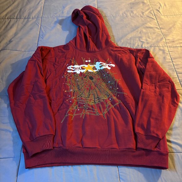 Sp5der Logo Hoodie Maroon - Picture 2 of 4